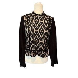 Willow & Clay black and cream geometric pattern tapestry jacket - S